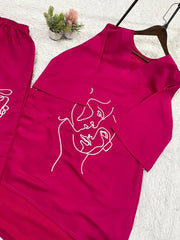 Beautiful Roman Silk Embroidery Work Co-Ord Set