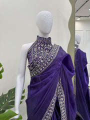 Bollywood Ananya Pandey Style Jimmy Choo Thread & Sequence Work Saree