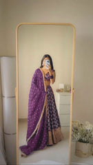 Royal Festive Lehenga Set With Golden Border Dupatta
