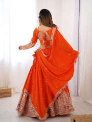 Beautiful Crep Silk Coding Dori With Thread & Sequence Work Lehenga Choli
