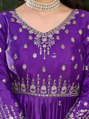 Party-wear American Silk Thread With Sequence Work Gown