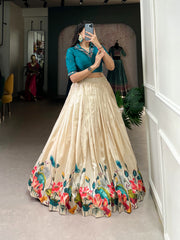 Elegant Tussar Floral Co Set Lehenga Choli