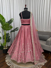 Beautiful Designer Japan Satin Coding Dori With Sequence Work Lehenga Choli