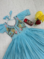 Beautiful Mal Cotton Embroidery Thread Hand Mirror Work Gown