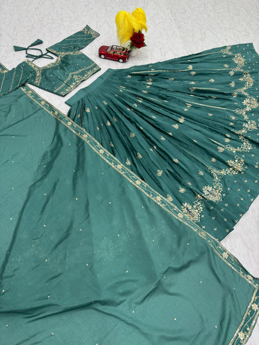 Festival Special Chinon Embroidery Thread & Sequence Work Lehenga Choli