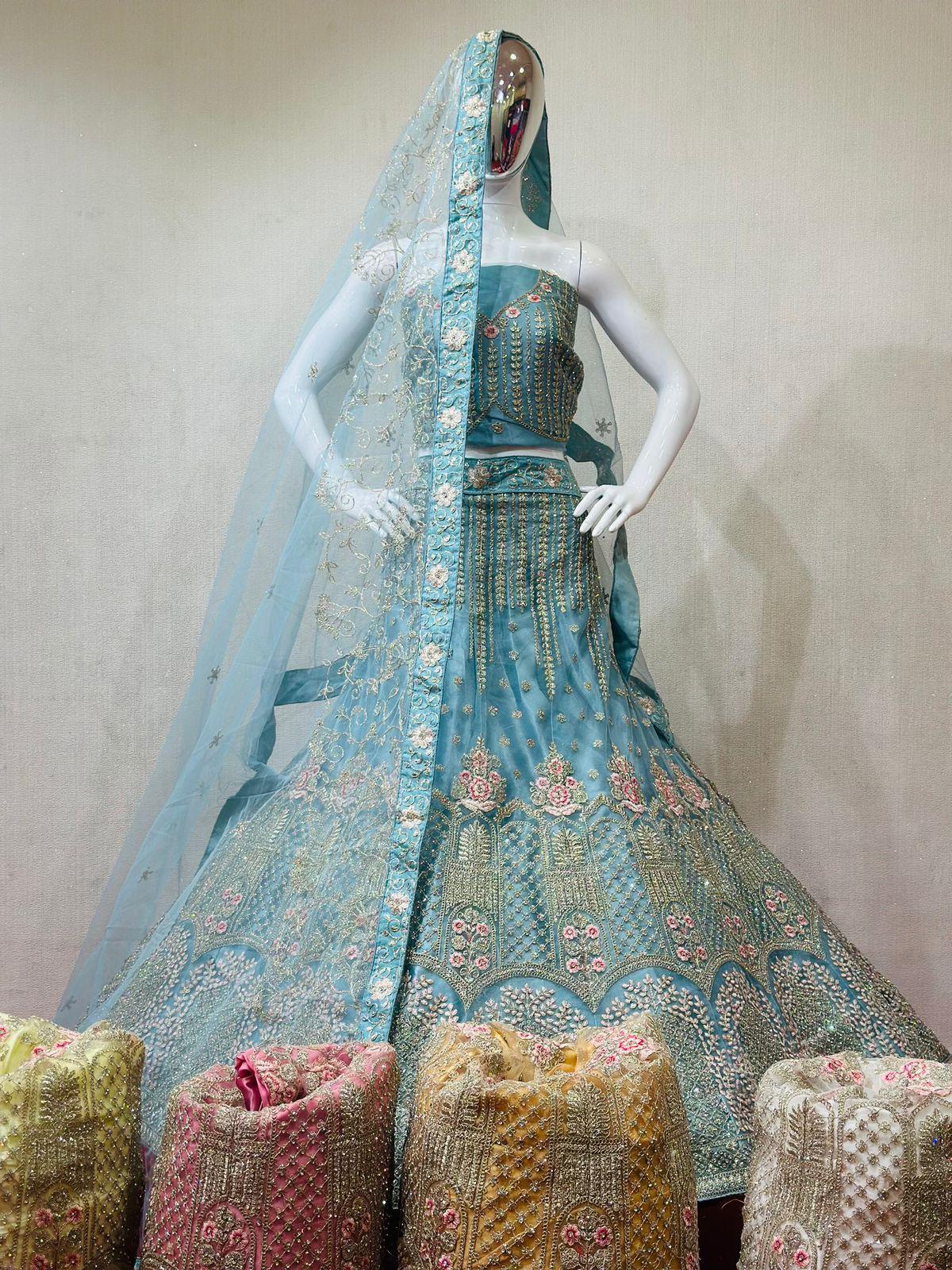 Heavy Multi Work Zarkan Work Bridal Lehenga Choli