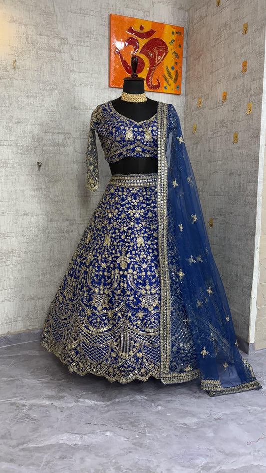 Party-wear Premium Quality Soft Net Embroidery Sequins Work Lehenga Choli