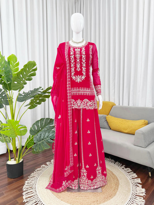 Party-wear Blooming Georgette Thread With Sequence Work Sharara