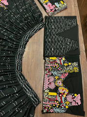 Wedding Special Black Floral Embroidery Sequence Work Lehenga Choli