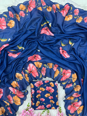 Beautiful Linen Digital Hand Printed Saree
