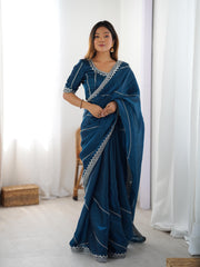 Party-wear Jimmy Choo Thread & Sequence With Embroidery Work Saree