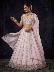Dreamy Pink Sequence & Mirror Work Lehenga choli