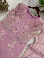 Beautiful Chinon Silk Sequence Embroidery Work Suit