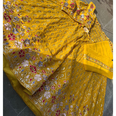 Perfect Haldi Special Yellow Georgette Thread With Sequence Work Lehenga Choli