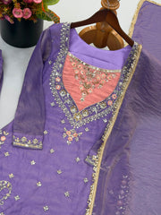 Party-wear Moss Embroidery Sequence Work Suit