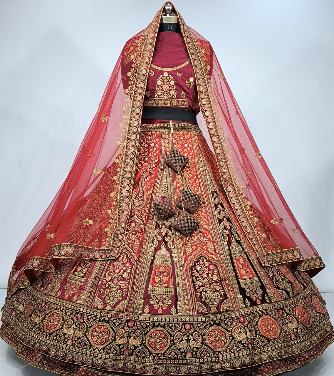 Bridal Special Multi Colored Velvet Diamond Work Lehenga Choli