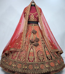 Bridal Special Multi Colored Velvet Diamond Work Lehenga Choli