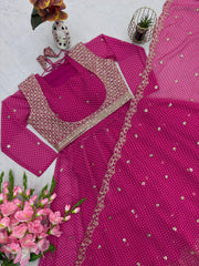 Designer Party Were Georgette Printed Work Gown