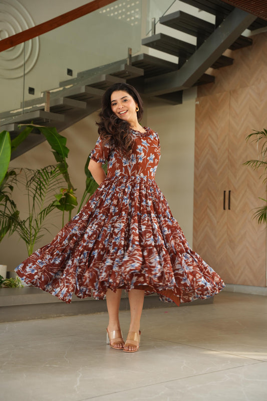 Stylish Women's Fully Flair Georgette With Printed Gown