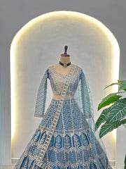 Reception Special Butterfly Net Sequins & Zari  Embroidery Work Lehenga Choli