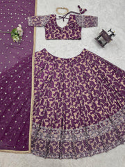 Royal Festive Lehenga Set With Golden Border Dupatta