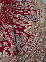 Beads Handwork Rani Hot Pink, Maroon Cherry Red, Rust Orange Latest Bridal Lehenga