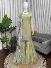 Party-wear Georgette Thread With Sequence Work Sharara Set