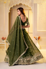 Festive Special Crunchy Silk Embroidery Zari & Sequence Beads Work Lehenga Choli