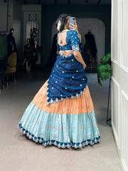 Beautiful Zari Kota Sequence & Thread Embroidery With Zari Weaving Half Saree