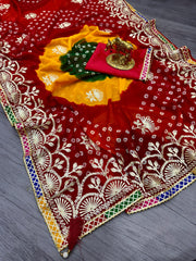 Beautiful Pure Georgette With Jaipur Bandhani Saree