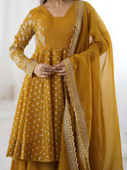 Women’s Ethnic Crunchy Silk Embroidery Sequence Work Sharara