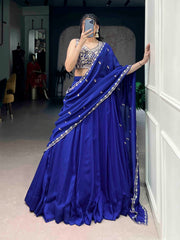 Royal Blue Elegance Designer Embroidery Work Saree