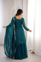 Festive Special Pure Soft Crunchy Silk Embroidery Sequence Work Sarara Set