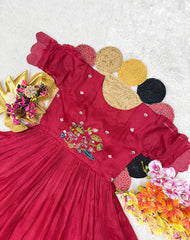 Beautiful Stylish Soft Kota Checks With Handwork Gown