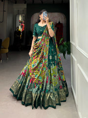 Southern Grace Tussar Silk Kalamkari Printed Lehenga Choli