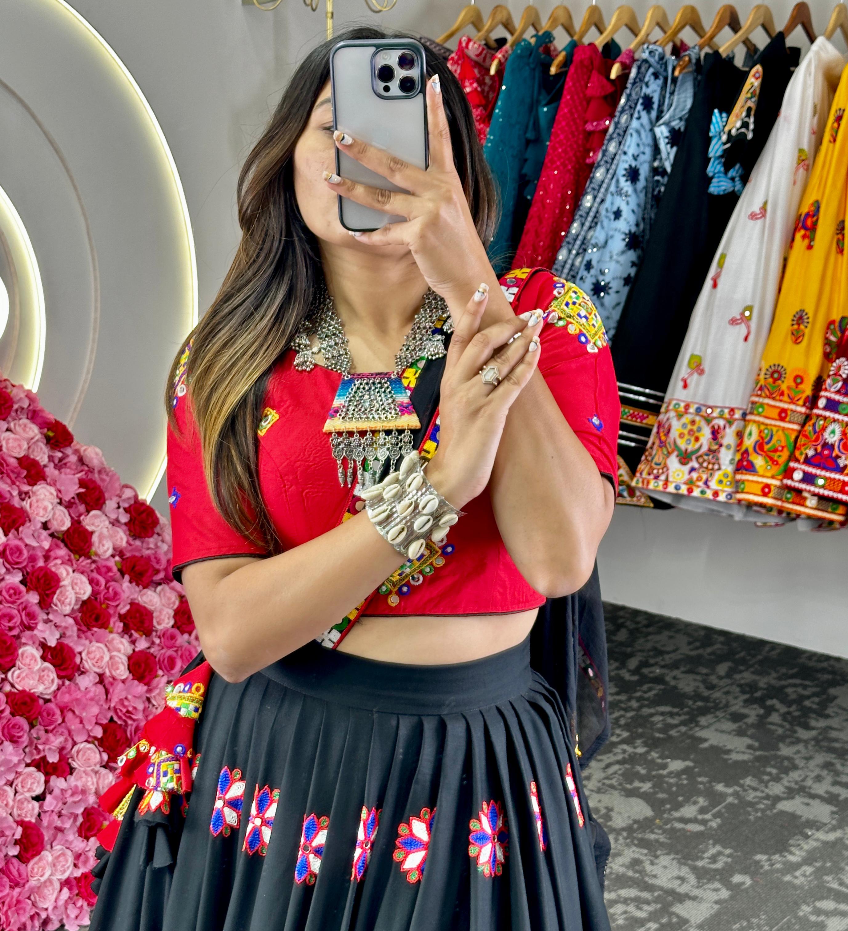 mirror work skirts india