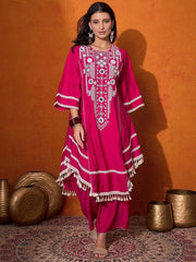 Stylish Charming Rayon Cotton Thread With Real Mirror Work Dress