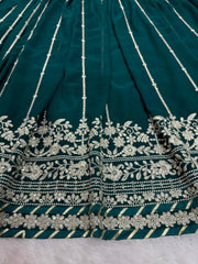 Wedding Special Green Georgette Thread With Sequence Work Lehenga Choli
