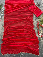 Beautiful Georgette Ready To Wear Hand Pearl Work Saree