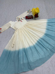 Trendy Soft Cotton Heavy Thread Embroidery Work Gown