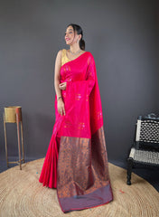 Traditional Pattu Soft Copper Weaving Border Saree