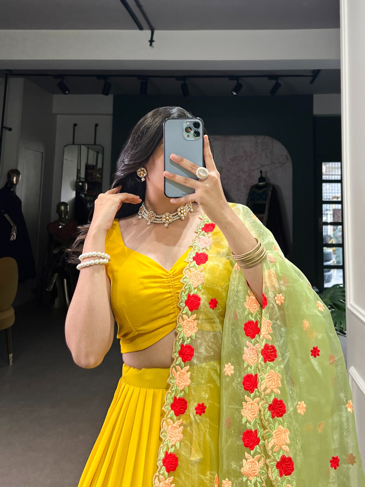 Beautiful  Yellow Georgette Lehenga Choli