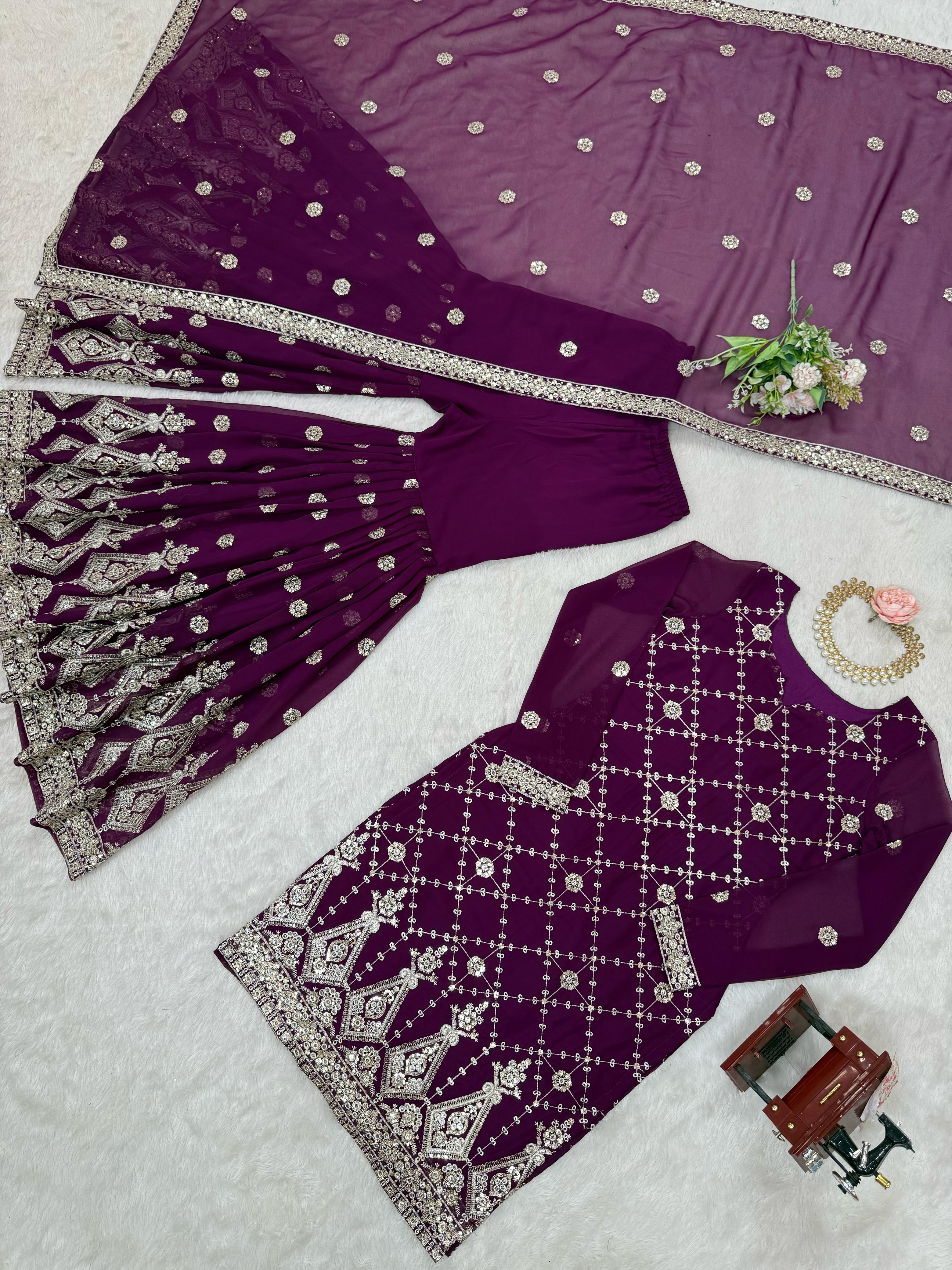 Party-wear Georgette Thread With Sequence Work Salwar Suit