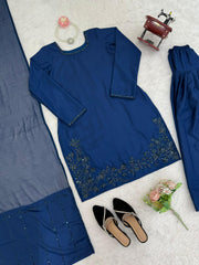 Beautiful Stylish Natural Crepe Beads Moti With Thread Work Dress