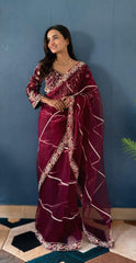 Perfect Party-wear Net With Embroidery Designer Work Saree