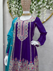 Beautiful Designer Party-wear Chinon Silk Dress