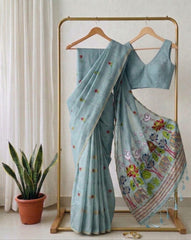 Beautiful Soft Muga Floral Type Rich Weaving Pallu Saree