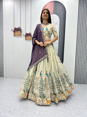 Beautiful Pure Tissue Silk Thread With Sequence Work Lehenga Choli
