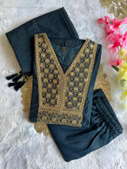 Beautiful Roman Silk Embroidery With Sequence Work Dress