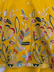 Beautiful Designer Crunchy Silk Anarkali With Palazzo Set
